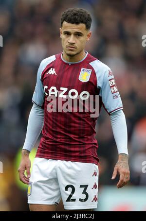 Villa Park. 9. April 2022. Premiership Football, Aston Villa versus Tottenham Hotspur; Phillipe Coutinshin of Aston Villa Kredit: Action Plus Sports/Alamy Live News Stockfoto