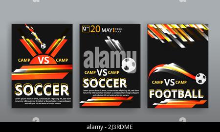 Fußball oder Fußball Wettbewerb Vektor-Flyer-Vorlage, realistische Fußball, Bewegung realistische Luxus trendy Vektor Hintergrund Stock Vektor