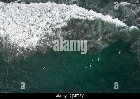 Surfer fangen Wellen Stockfoto