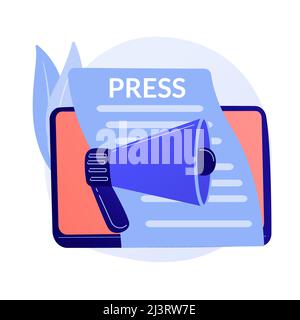 Massenmedien, Pressemitteilung. Zeitungsverlegungen, Tageszeitungen, Propaganda-Idee. Tabloid mit Überschrift. Reportage, Journalismus Design Element. Vektorisol Stock Vektor