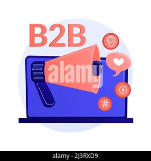 B2B-Marketing. Zusammenarbeit im Unternehmen, SMM, Internetbenachrichtigung. Online-Werbekampagne flaches Design-Element. Werbung für soziale Netzwerke. Vektor i Stock Vektor