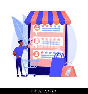 Benutzerbewertung und Feedback. ?customer Bewertungen Karikatur Web-Symbol. E-Commerce, Online-Shopping, Internet-Kauf. Vertrauenswürdige Kennzahlen, am besten bewertetes Produkt. Vektor ist Stock Vektor