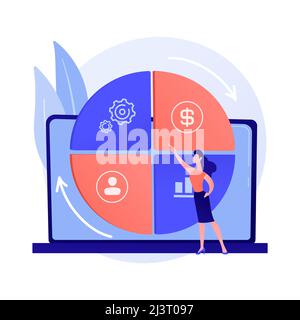 Ausgewogene Business Scorecard. Kohärentes Projekt, harmonische Unternehmensentwicklung, optimierter Workflow. Geschickter Business Management Experte. Vektorisolierung Stock Vektor