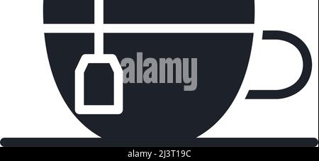 Teetasse-Symbol mit Teebeutel. Isolierte Vektorsilhouetten Stock Vektor