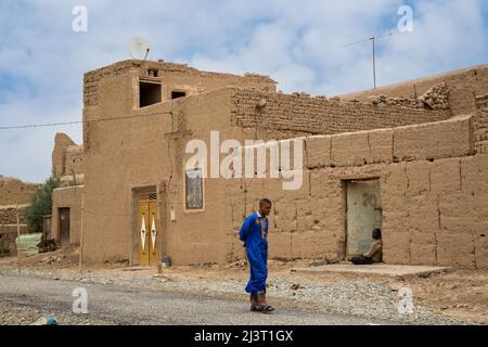 Rissani, Marokko.  Traditionelle Haus neben Ksar Akbar, 19. Gegenwart. Jahrhundert Stammsitz der Familie Alaouite. Stockfoto