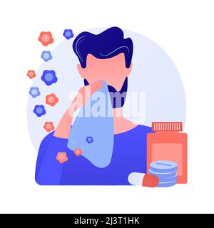 Saisonale Allergie abstrakte Konzept Vektor-Illustration. Pollenallergie Immuntherapie, allergische Krankheitsdiagnostik, saisonale Allergietest, Nasenkongen Stock Vektor