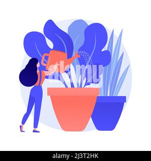 Home Gartenarbeit abstrakte Konzept Vektor Illustration. Anbau Sie eigenes Gemüse drinnen, Bewässerung Blumen, Öko-Gartenarbeit, wieder mit der Natur, bleiben Stock Vektor