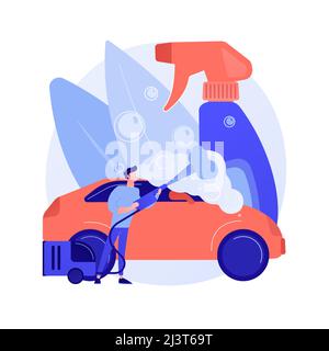 Car Wash Service abstrakte Konzept Vektor Illustration. Automatische Waschanlage, Kfz-Reinigungsmarkt, Selbstbedienungsstation, 24 Stunden Full-Service-Unternehmen, han Stock Vektor