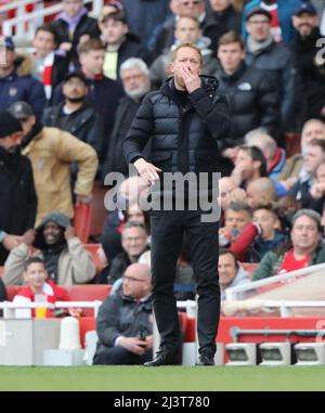 London, Großbritannien. 09. April 2022. Graham Potter (Brighton und Hove Albion Manager) beim EPL-Spiel Arsenal gegen Brighton und Hove Albion am 9. April 2022 im Emirates Stadium, London, Großbritannien. Kredit: Paul Marriott/Alamy Live Nachrichten Stockfoto