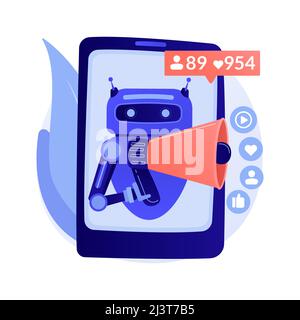 Künstliche Intelligenz in sozialen Medien abstrakte Konzept Vektor Illustration. Künstliche Intelligenz im digitalen Marketing, maschinelles Lernen im sozialen Bereich Stock Vektor