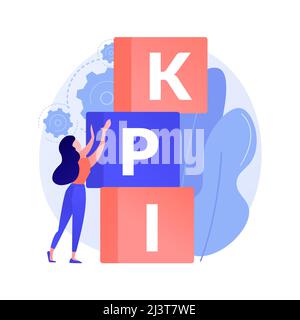Abbildung des abstrakten KPI-Konzeptes. Key Performance Indicator, Erfolgsmessung, Unternehmenswachstum, Geschäftseffektivität, Analysetool, Fina Stock Vektor