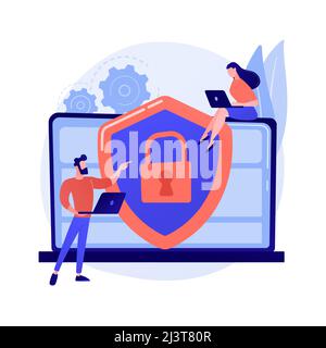 Cyber Security Risk Management Abstract Concept Vector Illustration. Analyse von Cyber-Sicherheitsberichten, Risikomanagement, Schutzstrategie, Stock Vektor