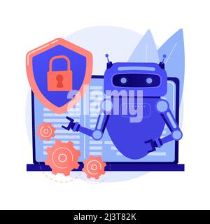 Industrial Cybersecurity Abstract Concept Vector Illustration. Industrielle Datensicherheit, Cybersicherheit für Unternehmen, Malware-Abwehr von Robotern, safegua Stock Vektor