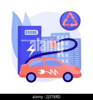 Ladestation abstrakte Konzept Vektor-Illustration. Elektrofahrzeug, Ladestelle, Plug-in-Hybride, alternativer Kraftstoff, Steckdose, Batte Stock Vektor