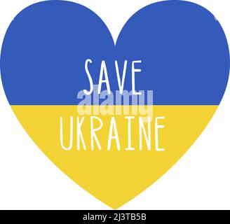 Stop war in Ukraine Konzept Vektor-Illustration. Herz, Liebe zur Ukraine, ukrainische Flagge und Kartendarstellung. Rette die Ukraine vor Russland. Vektorgrafik Stock Vektor