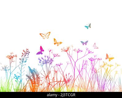 Frühling Zeit bunte Doodle Blumen. Abstrakte bunte florale Vektor Hintergrund Stock Vektor