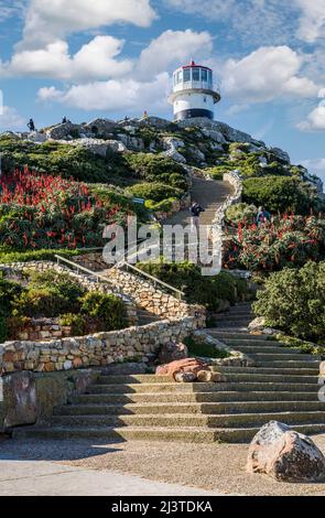 Südafrika. Cape Point Old Lighthouse, Cape Peninsula. Südwestlichster Punkt des afrikanischen Kontinents. Stockfoto