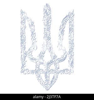 Ukraine Wappen florale Linie Stock Vektor