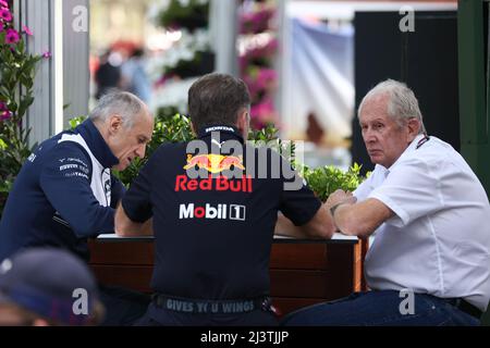 TOST Franz (aut), Teamchef der Scuderia AlphaTauri, MARKO Helmut (aut), Driversâ&#x80;&#X99; Manager von Red Bull Racing, HORNER Christian (gbr), Teamchef von Red Bull Racing, Portrait während des Formel 1 Heineken Australian Grand Prix 2022, 3. Lauf der FIA Formel 1 Weltmeisterschaft 2022, auf dem Albert Park Circuit, vom 8. Bis 10. April 2022 in Melbourne, Australien - Foto: Antonin Vincent/DPPI/LiveMedia Stockfoto