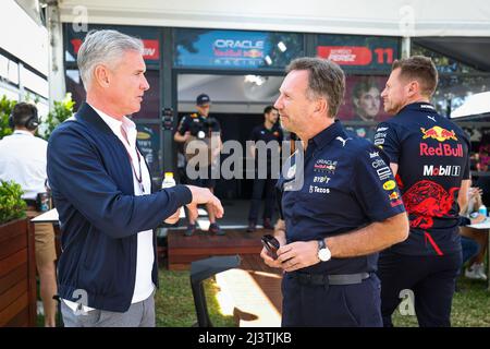 COULTHARD David (gbr), ehemaliger Fahrer von F1, mit HORNER Christian (gbr), Teamchef von Red Bull Racing, Portrait während des Formel 1 Heineken Australian Grand Prix 2022, 3. Lauf der FIA Formel 1 Weltmeisterschaft 2022, auf dem Albert Park Circuit, vom 8. Bis 10. April 2022 in Melbourne, Australien - Foto: Florent Gooden/DPPI/LiveMedia Stockfoto