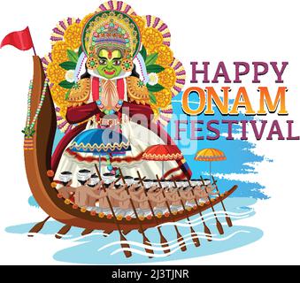 Onam Hindu Ernte Festival Poster Illustration Stock Vektor