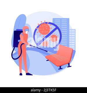 Public Place Sanitising abstrakte Konzept Vektor Illustration. Oberflächen Reinigung, chemische Desinfektionsmittel, covid19 Virus Ausbreitung, Präventionsmaßnahmen, Pub Stock Vektor