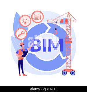 Building Information Modeling abstrakte Konzept Vektor Illustration. Kollaboratives Bauen, Bauprojektmanagement, 3D-modellbasierte Verfahren Stock Vektor