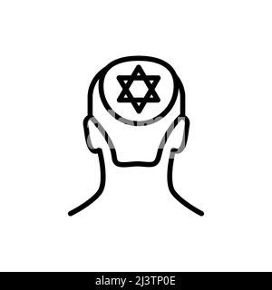 Man Kippah oder Yarmulke Linienfarbsymbol. Isoliertes Vektorelement. Stock Vektor