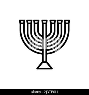 Symbol für die Linienfarbe des Menorah Kerzenständers. Isoliertes Vektorelement. Stock Vektor