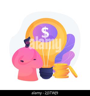 Geistiges Eigentum. Kreative Idee Monetarisierung, Urheberschutz, Erfindung Patent-Registrierung. Profitables Startup, Lizenzgebühren zahlen. Stock Vektor