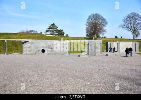 Das Denkmal für den Dänischen Internationalen Anstrengungen, die seit 1948 von dem Künstler Finn Reinbothe, 2011; Kastellet (Zitadelle), Kopenhagen, Dänemark Stockfoto