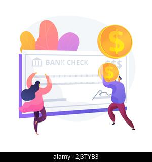 Mitarbeiter immer Vorauszahlung in Zahltag Cartoon-Charakter. Gehaltsscheck, Gehaltsabrechnung, Gehaltsnachweis. Finanzoperation. Währungstransaktion. Vecto Stock Vektor