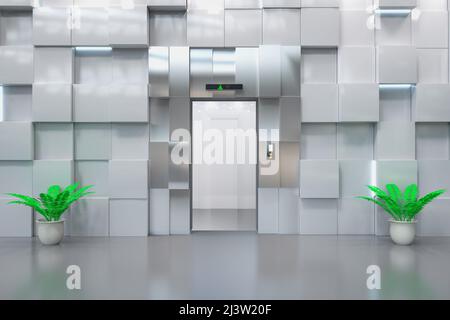 3D Rendering metallischen Aufzug oder Personenaufzug Stockfoto