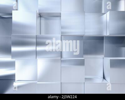 3D Rendering abstrakter metallischer Wandhintergrund Stockfoto