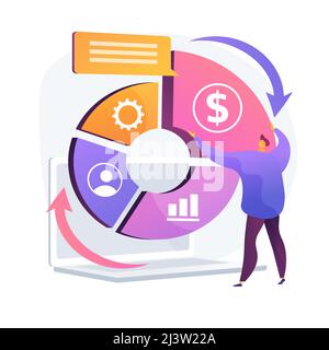 Ausgewogene Business Scorecard. Kohärentes Projekt, harmonische Unternehmensentwicklung, optimierter Workflow. Geschickter Business Management Experte. Vektorisolierung Stock Vektor