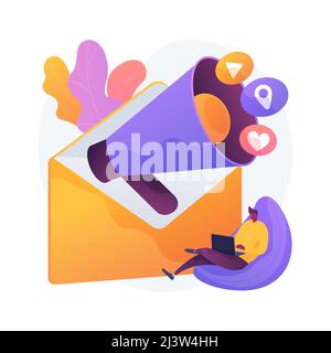 E-Mail Marketing Abstract Konzept Vektor Illustration. E-Mail-Newsletter-Service, personalisierte Nachricht, Verbindung mit einem Kunden, automatisiertes Sendetool, Stock Vektor
