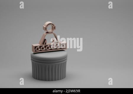 Schöne abstrakte Illustrationen Musical DJ mit Kopfhörer Symbol-Symbole auf einer Säule und wunderbaren Hintergrund. 3D Rendering-Illustration. Hintergrund p Stockfoto