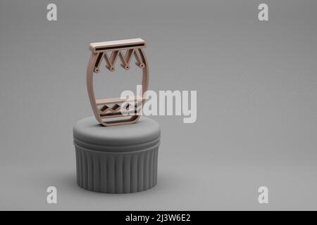 Schöne abstrakte Illustrationen musikalische Big Bongo Symbol-Symbole auf einer Säule und wunderbaren Hintergrund. 3D Rendering-Illustration. Hintergrundmuster für Stockfoto