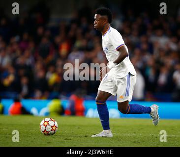 LONDON, Großbritannien, APRIL 06:Vinicius Junior von Real Madrid CF beim Champions League Viertelfinale zwischen Chelsea und Real Madrid in Stamford B Stockfoto