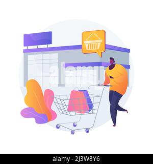 Big Box Store abstrakte Konzept Vektor Illustration. Superstore, Big Box Discounter, Großmarkt, Einkaufszentrum, Retail Park, General mercand Stock Vektor