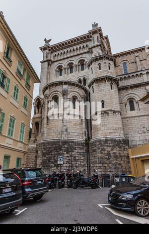 Fürstentum Monaco, Kathedrale des Heiligen Nikolaus (Kathedrale Notre Dame Immaculee), erbaut 1875-1903, romanische Architektur. Stockfoto
