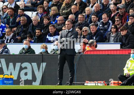 Leicester, Großbritannien. 10. April 2022. Brendan Rogers Manager von Leicester City während des Spiels in Leicester, Vereinigtes Königreich am 4/10/2022. (Foto von James Heaton/News Images/Sipa USA) Quelle: SIPA USA/Alamy Live News Stockfoto