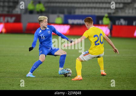 Pyry Hannola #16 Finland U21 - im Freundschaftsspiel zwischen Rumänien U21 und Finnland U21 , 25.03.2022 ,Arcul de Triumph Stadium , Bukarest Stockfoto