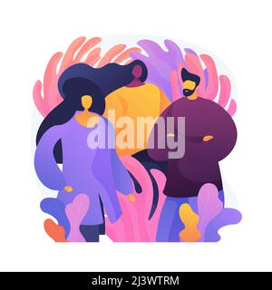 Gruppe mit verschiedenen Personen. Professionelle Unternehmer, kreatives Business-Team, Erwachsene Freunde. Junge, selbstbewusste Männer und Frauen, Kollegen, die zusammen stehen. Stock Vektor