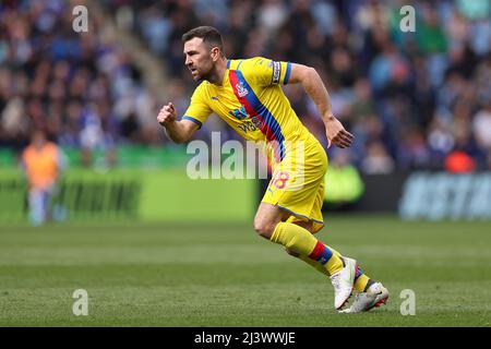 LEICESTER, GROSSBRITANNIEN. APR 10.: James McArthur von Crystal Palace während des Premier League-Spiels zwischen Leicester City und Crystal Palace im King Power Stadium, Leicester am Sonntag, 10.. April 2022. (Kredit: James Holyoak | MI News) Kredit: MI Nachrichten & Sport /Alamy Live News Stockfoto