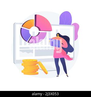 Finanzdatenmanagement abstrakte Konzept Vektor Illustration. Finanzdienstleistungssoftware, Geschäftsstrategie, digitaler Datenbericht, Risikomanagement, Stock Vektor