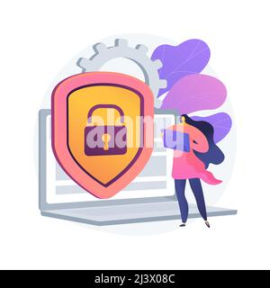 Cyber Security Risk Management Abstract Concept Vector Illustration. Analyse von Cyber-Sicherheitsberichten, Risikomanagement, Schutzstrategie, Stock Vektor