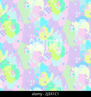 Nahtloses Muster mit Plätzchen-Effekt. Neon Regenbogen Hintergrund Pastell lebendige Farben. Stock Vektor