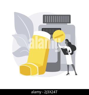 Medizin für Asthma bronchiale abstrakte Konzept Vektor Illustration. Chronische Lungenerkrankung Symptome und Behandlung, Atemanfall, Inhalation für Stock Vektor