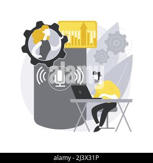 Smart Speaker Office Controller abstrakte Konzept Vektor Illustration. Smart Controller, Sprachbefehle, sprachgesteuertes Büro, Internet der Dinge, ein Stock Vektor